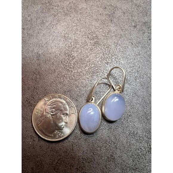 SOLD 
NEW Blue Chalcedony sterling silver drop earrings 5.31 grams - Picture 9 of 9